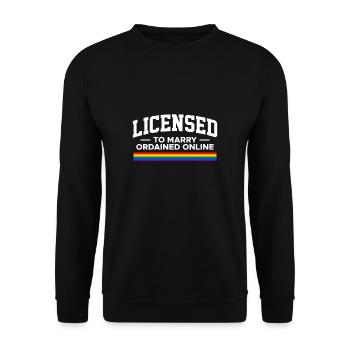 License To Marry Officiant Registrar LGBT - Unisex Sweatshirt - black - Front - Alina (178cm) & Michal (187cm)