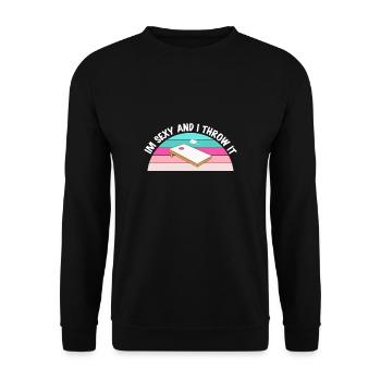 Dans Sexy et je le jette Cornhole Shirt cadeau - Sweat-shirt Unisexe - noir - Devant - Alina (178cm) & Michal (187cm)