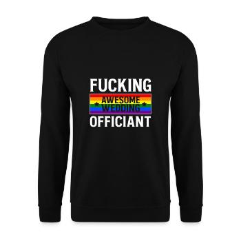 Fucking Awesome Officiant Shirt LGBT Gift - Unisex Sweatshirt - black - Front - Alina (178cm) & Michal (187cm)