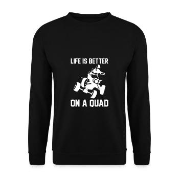 La vie est meilleure avec un cadeau de chemise quad - Sweat-shirt Unisexe - noir - Devant - Alina (178cm) & Michal (187cm)