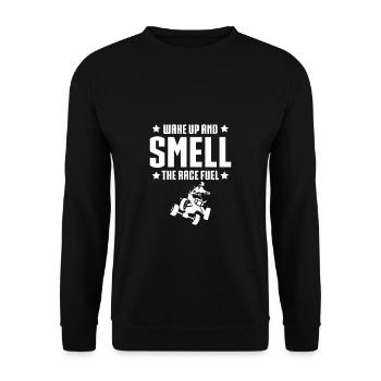 Wake Up And Smell The Race Fuel Quad Fahrer Shirt - Unisex Pullover - Schwarz - Vorne - Alina (178cm) & Michal (187cm)