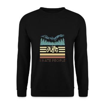 Vintage Retro I Hate People Quad Shirt - Sweat-shirt Unisexe - noir - Devant - Alina (178cm) & Michal (187cm)
