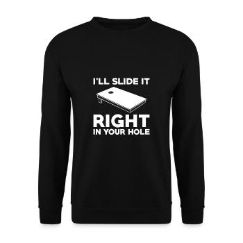 Ill Slide It Right In Your Hole Shirt Cornhole - Unisex Pullover - Schwarz - Vorne - Alina (178cm) & Michal (187cm)