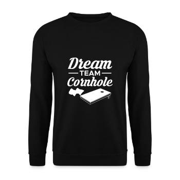 Dream Team Cornhole Shirt Geschenk - Unisex Pullover - Schwarz - Vorne - Alina (178cm) & Michal (187cm)