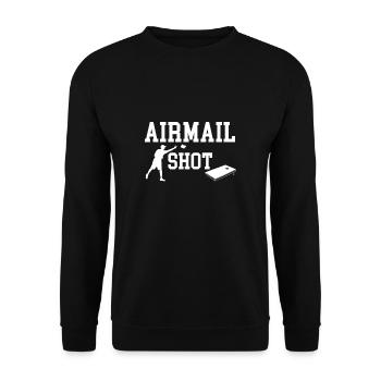 Airmail Shot Gift Cornhole Shirt - Unisex Sweatshirt - black - Front - Alina (178cm) & Michal (187cm)