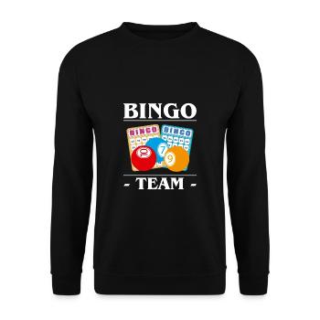 Bingo Team Shirt Geschenk - Unisex Pullover - Schwarz - Vorne - Alina (178cm) & Michal (187cm)