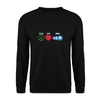 Peace Love Bingo Shirt Geschenk - Unisex Pullover - Schwarz - Vorne - Alina (178cm) & Michal (187cm)
