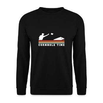 Cornhole Time Vintage Retro Gift - Unisex Sweatshirt - black - Front - Alina (178cm) & Michal (187cm)