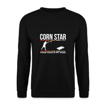 Corn Star Your Hole Is My Goal Shirt Gift - Unisex Sweatshirt - black - Front - Alina (178cm) & Michal (187cm)