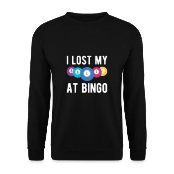 I Lost My Balls At Bingo Shirt Geschenk - Unisex Pullover - Schwarz - Vorne - Alina (178cm) & Michal (187cm)