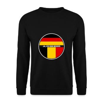 Ja Ich Bin Beides - Belgier und Deutscher - Unisex Pullover - Schwarz - Vorne - Alina (178cm) & Michal (187cm)