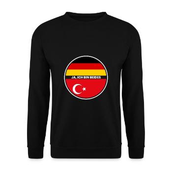 Ja Ich Bin Beides - Türke und Deutscher - Unisex Pullover - Schwarz - Vorne - Alina (178cm) & Michal (187cm)