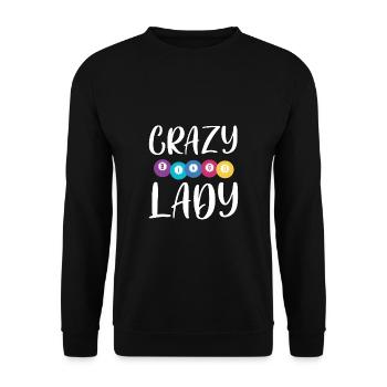 Crazy Bingo Lady Shirt Geschenk - Unisex Pullover - Schwarz - Vorne - Alina (178cm) & Michal (187cm)