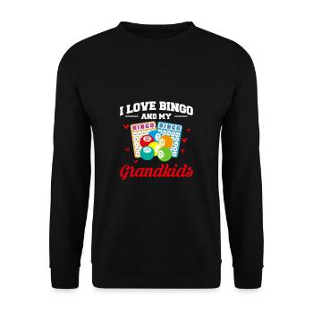I Love Bingo And My Grandkids Shirt Geschenk Oma - Unisex Pullover - Schwarz - Vorne - Alina (178cm) & Michal (187cm)