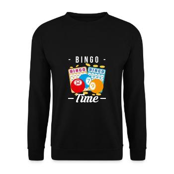Bingo Time Shirt Geschenk - Unisex Pullover - Schwarz - Vorne - Alina (178cm) & Michal (187cm)