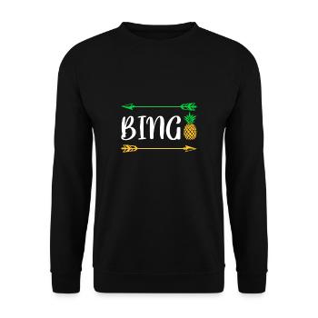 Bingo Ananas Shirt Geschenk - Unisex Pullover - Schwarz - Vorne - Alina (178cm) & Michal (187cm)