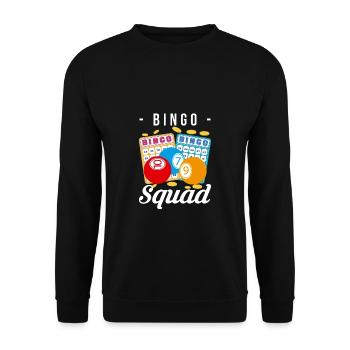 Bingo Squad Shirt Geschenk - Unisex Pullover - Schwarz - Vorne - Alina (178cm) & Michal (187cm)
