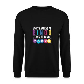 What Happens At Bingo Stays At Bingo Shirt - Unisex Pullover - Schwarz - Vorne - Alina (178cm) & Michal (187cm)