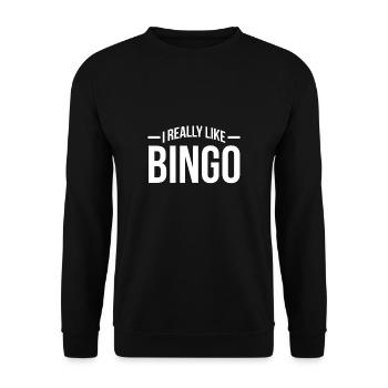 I Really Like Bingo Shirt Geschenk - Unisex Pullover - Schwarz - Vorne - Alina (178cm) & Michal (187cm)