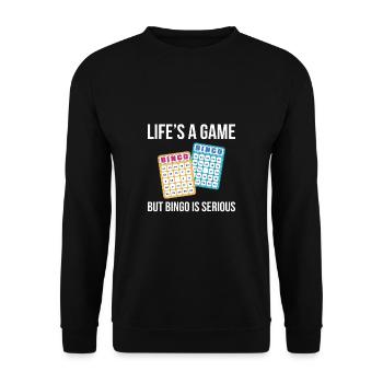 Lifes A Game But Bingo Is Serious Shirt Gift - Unisex Sweatshirt - black - Front - Alina (178cm) & Michal (187cm)