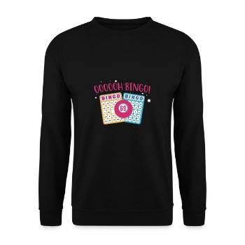 OOOOH Bingo Shirt Geschenk - Unisex Pullover - Schwarz - Vorne - Alina (178cm) & Michal (187cm)