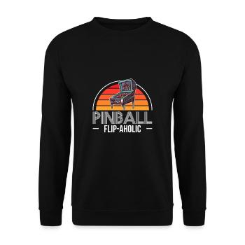 Vintage Retro Pinball Flip-Aholic Chemise - Sweat-shirt Unisexe - noir - Devant - Alina (178cm) & Michal (187cm)