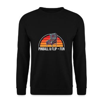 Vintage Retro Pinball & Flip = Cadeau de chemise amusant - Sweat-shirt Unisexe - noir - Devant - Alina (178cm) & Michal (187cm)