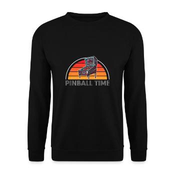 Vintage Retro Pinball Time Pinball Machine - Unisex Sweatshirt - black - Front - Alina (178cm) & Michal (187cm)