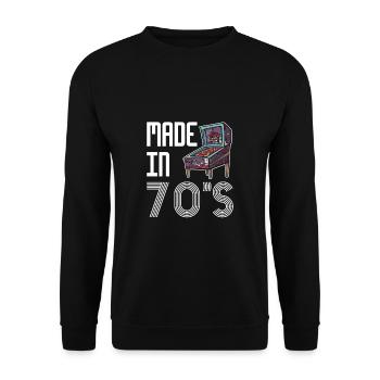 Made In 70s Pinball Shirt Pinball Machine - Unisex Sweatshirt - black - Front - Alina (178cm) & Michal (187cm)