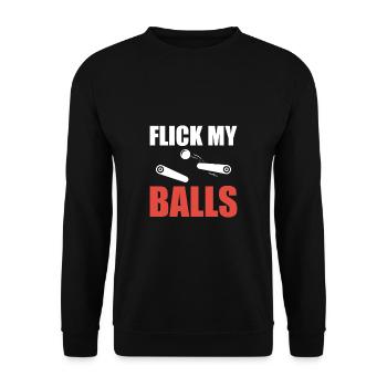 Flick My Balls Pinball Shirt Flipperautomat - Unisex Pullover - Schwarz - Vorne - Alina (178cm) & Michal (187cm)