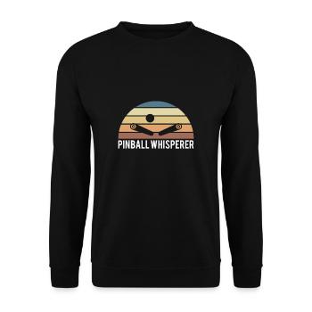 Pinball Whisperer Shirt Flipperautomat Geschenk - Unisex Pullover - Schwarz - Vorne - Alina (178cm) & Michal (187cm)
