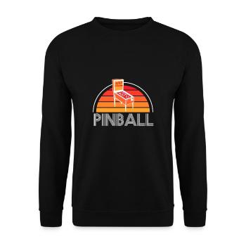 Vintage Retro Pinball Shirt Pinball Machine - Unisex Sweatshirt - black - Front - Alina (178cm) & Michal (187cm)