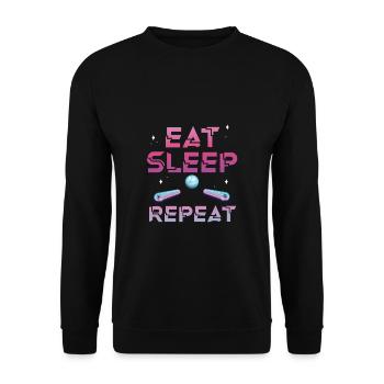 Eat Sleep Pinball Repeat Shirt - Sweat-shirt Unisexe - noir - Devant - Alina (178cm) & Michal (187cm)