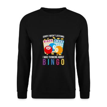 Bingo Shirt Geschenk Idee - Unisex Pullover - Schwarz - Vorne - Alina (178cm) & Michal (187cm)