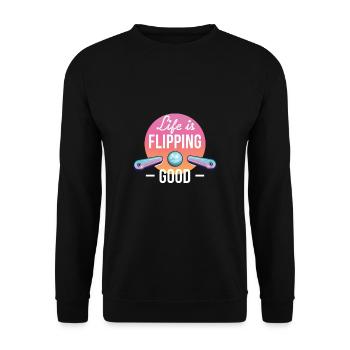 La vie est en train de retourner un bon cadeau de chemise de flipper - Sweat-shirt Unisexe - noir - Devant - Alina (178cm) & Michal (187cm)