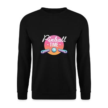Pinball Time Shirt Gift Pinball Machine - Unisex Sweatshirt - black - Front - Alina (178cm) & Michal (187cm)