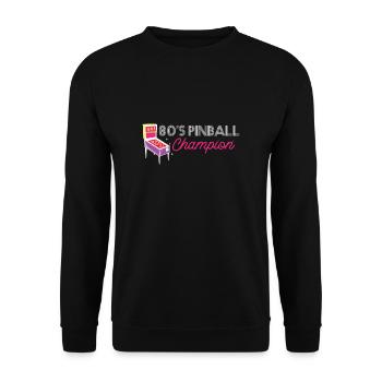 80s Pinball Champion Shirt Pinball Machine - Unisex Sweatshirt - black - Front - Alina (178cm) & Michal (187cm)