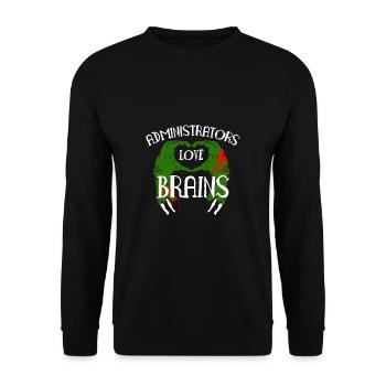 Administrators Love Brains Zombie Shirt - Unisex Pullover - Schwarz - Vorne - Alina (178cm) & Michal (187cm)