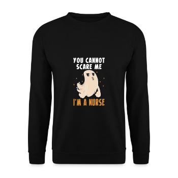 You Cannot Scare Me I´m A Nurse Krankenschwester - Unisex Pullover - Schwarz - Vorne - Alina (178cm) & Michal (187cm)