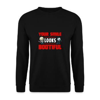 Your Smile Looks Bootiful Shirt Halloween - Unisex Sweatshirt - black - Front - Alina (178cm) & Michal (187cm)
