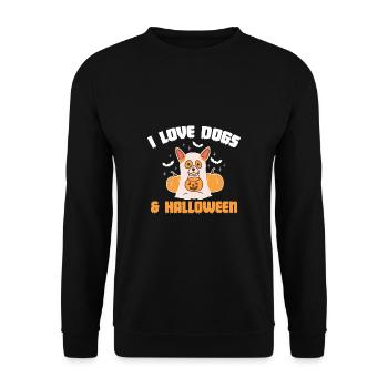 I Love Dogs & Halloween Shirt Geschenk - Unisex Pullover - Schwarz - Vorne - Alina (178cm) & Michal (187cm)