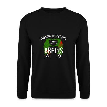 Nursing Assistants Love Brains Shirt - Unisex Pullover - Schwarz - Vorne - Alina (178cm) & Michal (187cm)