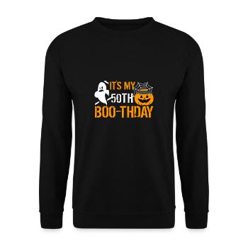 It ́s My 50th Boo-Thday Shirt Halloween - Unisex Sweatshirt - black - Front - Alina (178cm) & Michal (187cm)