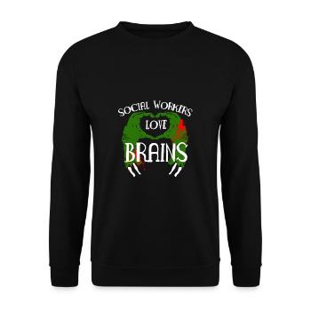 Social Workers Love Brains Shirt - Unisex Pullover - Schwarz - Vorne - Alina (178cm) & Michal (187cm)