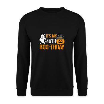 It´s My 40th Boo-Thday Shirt Halloween - Unisex Pullover - Schwarz - Vorne - Alina (178cm) & Michal (187cm)