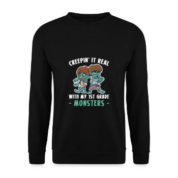 Creeping It Real avec ma chemise de monstres de 1ère année - Sweat-shirt Unisexe - noir - Devant - Alina (178cm) & Michal (187cm)