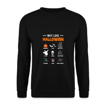 Why Love Halloween Shirt Geschenk - Unisex Pullover - Schwarz - Vorne - Alina (178cm) & Michal (187cm)