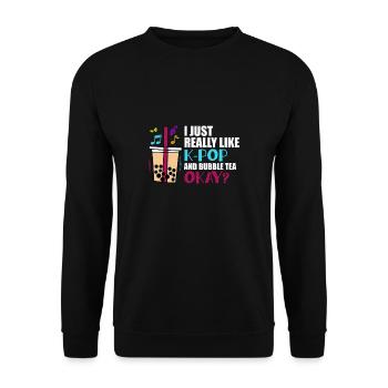 J’aime vraiment la K-pop et le bubble tea OK? - Sweat-shirt Unisexe - noir - Devant - Alina (178cm) & Michal (187cm)
