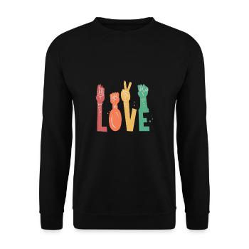 Cadeau de chemise sourde d’amour sourd - Sweat-shirt Unisexe - noir - Devant - Alina (178cm) & Michal (187cm)
