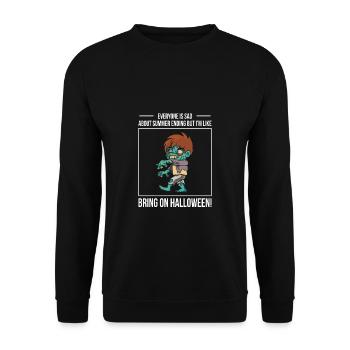 Zombie Halloween Shirt Geschenk - Unisex Pullover - Schwarz - Vorne - Alina (178cm) & Michal (187cm)